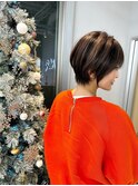 小顔ショートボブハイライトカラー大人ショート白髪ぼかし北千住