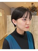  大人ショートボブ丸みショートマッシュショートオン眉ショート