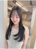 フェイスレイヤーカットロングシースルーぱっつん前髪質改善ボブ