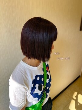 エス 大阪梅田店(es) ワインレッドカラー×ボブヘア