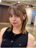 ミディアムレイヤー切りっぱなしボブレイヤーボブ大人ボブ