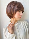 冬ショートボブ小顔ブラウンカラー透明感◎似合わせカットp上尾