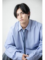 メンズ ソース 枚方(MEN'S SOURCE)&nbsp;黒髪センターパート× ニュアンスパーマ/メンズ