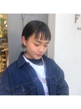 フェンヘアーアイス 中目黒(Fen.hair ici) 切りっぱなし ミニマムボブ 黒髪