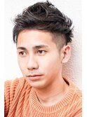 ビジネス流行モテ髪サイドパート黒髪アップバングイケメン七三