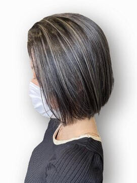 ヘアーメイク クーラ 行橋店(Hair make CURA) 20代30代40代大人可愛い前下がりストレート大人ボブハイライト