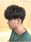 刈り上げマッシュショートソフトツイストスパイラルパーマメンズ