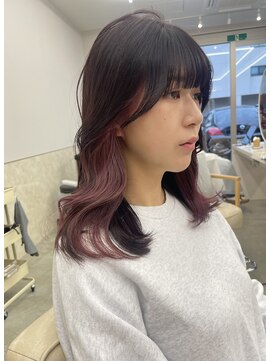 サンド 鹿児島中央(sand) @ayumi_sand イヤリングカラー　インナーピンク　ピンクブラウン