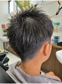 ツーブロックソフモヒ風＆アップバング