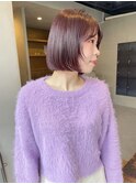 ピンクパープル  ボブ ブリーチなしカラー /林