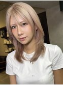 ピンクベージュ、ミルクティーベージュ、ダブルカラー、レイヤー