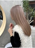 レイヤーカット/ピンクベージュ/顔型別ヘアスタイル/恵比寿