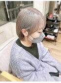 グレージュ/ミルクティーベージュ/切りっぱなしボブ/艶髪
