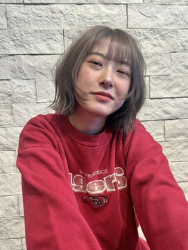 パザパ 交り江店(PA.ZA.PA.) 切りっぱなし小顔ボブ×潤い艶感ラベンダーグレージュ 20代30代