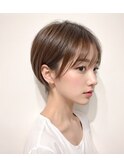 デザインカラーレイヤーカットウェットヘアオリーブベージュ