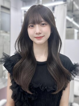 フォンズ(FONS) 学割韓国ヘア＊黒髪暗めグレージュカラー前髪カットくびれロング