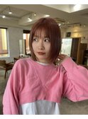 ボブレイヤーボブルフ顔まわりカット似合わせベージュカラー