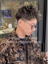 宮崎理容院 オークス店 &nbsp;ハイライトメンズショートパーマ