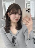ミディアムレイヤー　ワンカール　流し前髪『桔川恒』