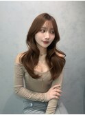 ミルクブラウン/ミルクティーベージュ/顔周りカット/前髪/韓国