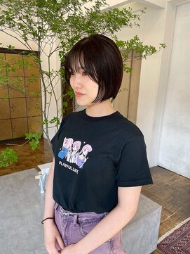 ヘアーアイスカルテット(HAIR ICI QUARTET) 透明感ラベンダーピンク◎ブリーチなし暗髪ショートボブ