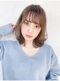 ミディアムレイヤー_ローライトスリークボブ厚めバング_57545