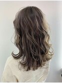 mowen×アッシュグレージュ×ロングレイヤー×外人風カラー