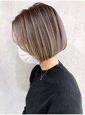 ハイライトグラデーション_ペールベージュ外ハネボブ_ba317093