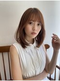 大人かわいいピンクベージュ/レイヤーカット/顔まわりレイヤー