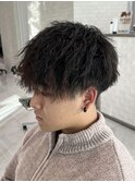 縦落ちツイストパーマ　メンズカット