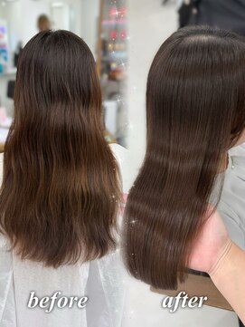 ハピネス 梅田茶屋町店(HAPPINESS) 韓国風/レイヤーカット/顔周り/顔まわり/髪質改善/ベージュ