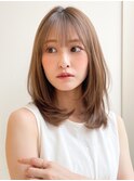 ピンクベージュ前髪20代30代40代◎デジタルパーマイメチェン