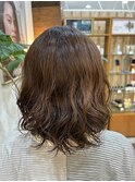 ふわふわコテ巻き風パーマ