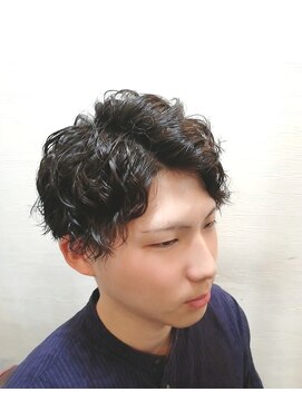 ヘアースペースシャルム (HAIR SPACE Charme) 七三×スパイラルパーマ　アップバングウェーブ