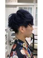 アリーズ シブヤ(ALLYS shibuya)&nbsp;ネイビーブルー マッシュウルフ くせ毛風パーマ