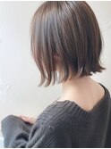 外はねボブ/ぱっつんボブ/ハイライト/切りっぱなし