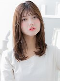 前髪パーマ暗髪ダークアッシュ小顔セミディTc2越谷20代30代40代