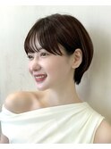 ｛岩田莉奈｝うる艶カラー30代40代50代丸みショートひし形新宿