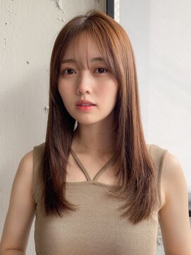 エトラ 渋谷店(etora) 韓国ヘア レイヤーカット くびれヘア  アプリコットオレンジ"