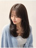 くびれカール黒髪ロング毛先カール小顔ラインサラサラ