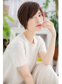 前下がりモーブカラー小顔アシンメトリーミニボブ束感ショートa1