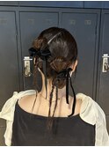 リボンヘアアレンジ