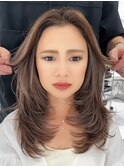 韓国ヘアーハッシュカットレイヤーカットハイライトカラー