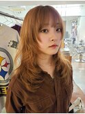 顔周りレイヤー ロングレイヤー レイヤーカット 前髪あり