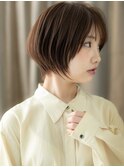 オリーブベージュ切りっぱなし小顔ミニボブレイヤー30代Te2上尾