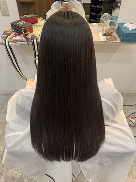 カキーン(cakeen) 髪質改善縮毛矯正 ナチュラル黒髪ストレートロング 暗髪