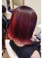 ランプヘアー(LAMP HAIR)&nbsp;大人可愛い外ハネボブスカーレット切りっぱなし20代30代