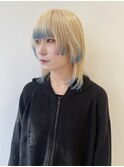 ハイトーンブリーチ抜きっぱなしブロンド顔周りカットレイヤー