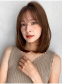 内巻きワンカールアプリコットオレンジくびれヘア
