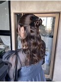 カチモリヘア　ハーフアップ　結婚式ヘアセット　ヘアアレンジ